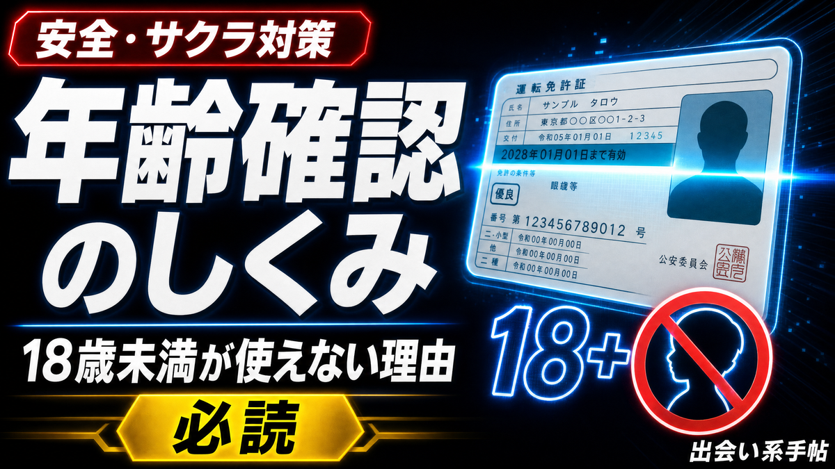 出会い系の年齢確認のしくみを示すアイキャッチ