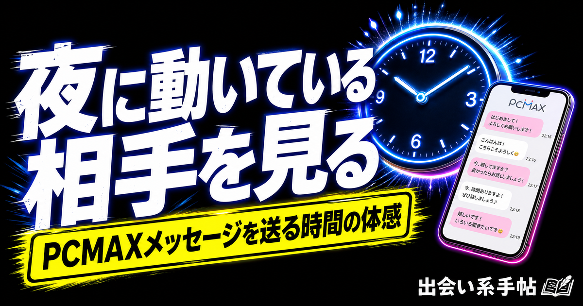 PCMAXは何時に送ると返りやすい?夜に動いている相手を見るのアイキャッチ
