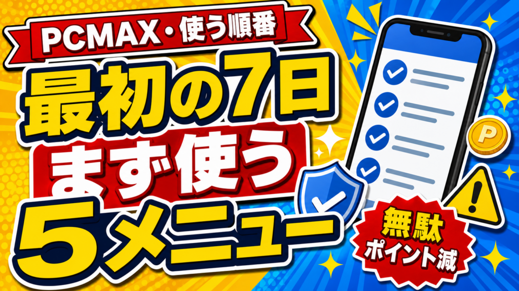 PCMAXで最初の7日にまず使う5メニューを整理したアイキャッチ