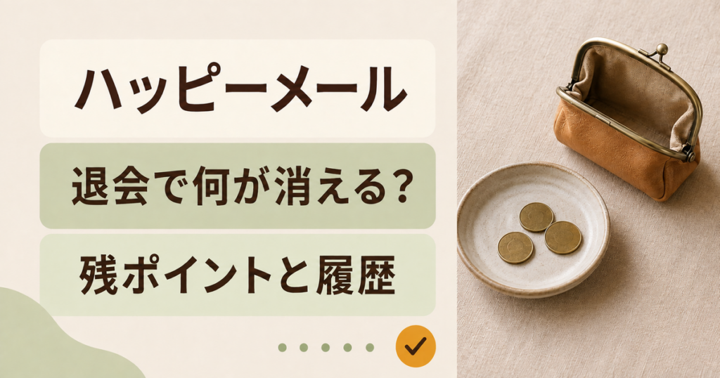 ハッピーメール。退会で何が消える？。残ポイントと履歴